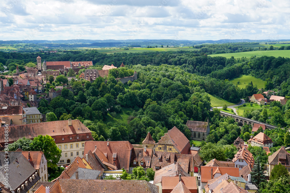 View of the surrounding countryside from town hall in Rothenburg ob der Tauber