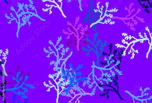 Light Pink  Blue vector natural backdrop with branches.
