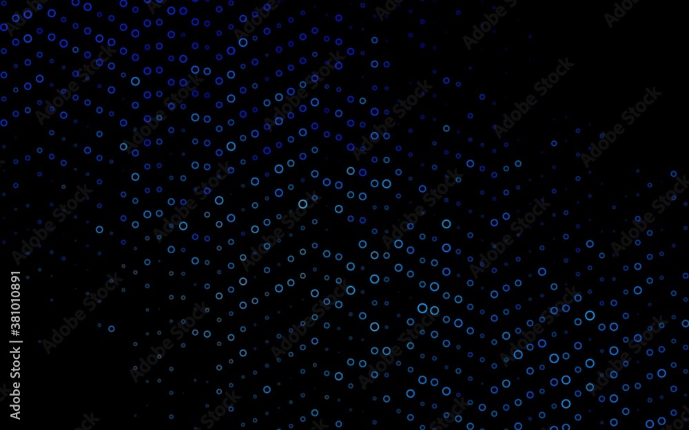 Dark BLUE vector layout with circle shapes. Beautiful colored illustration with blurred circles in nature style. Pattern of water, rain drops.