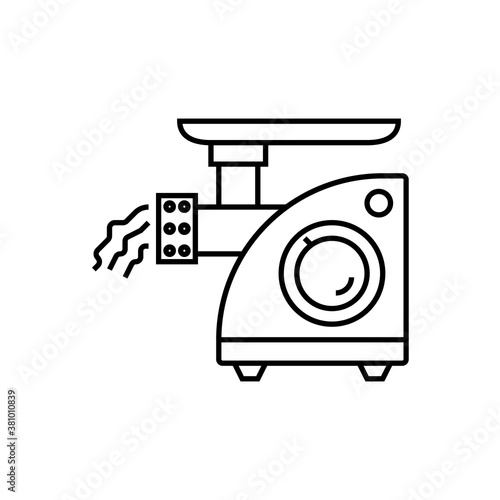 Meat Grinder Machine vector icon, Kitchen equipment thin outline element outline
