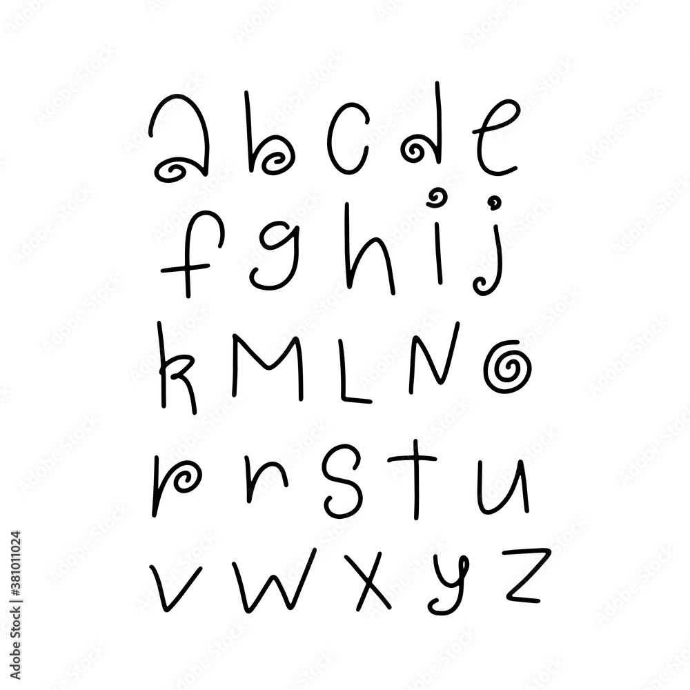 Hand drawn comics style font. Vector simple alphabet. Hand drawn comics style font. Vector simple alphabet.