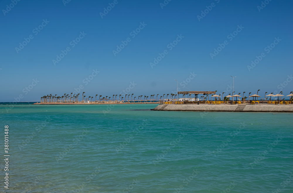 Panoramic view from Hurghada beach, Egypt september 2018 