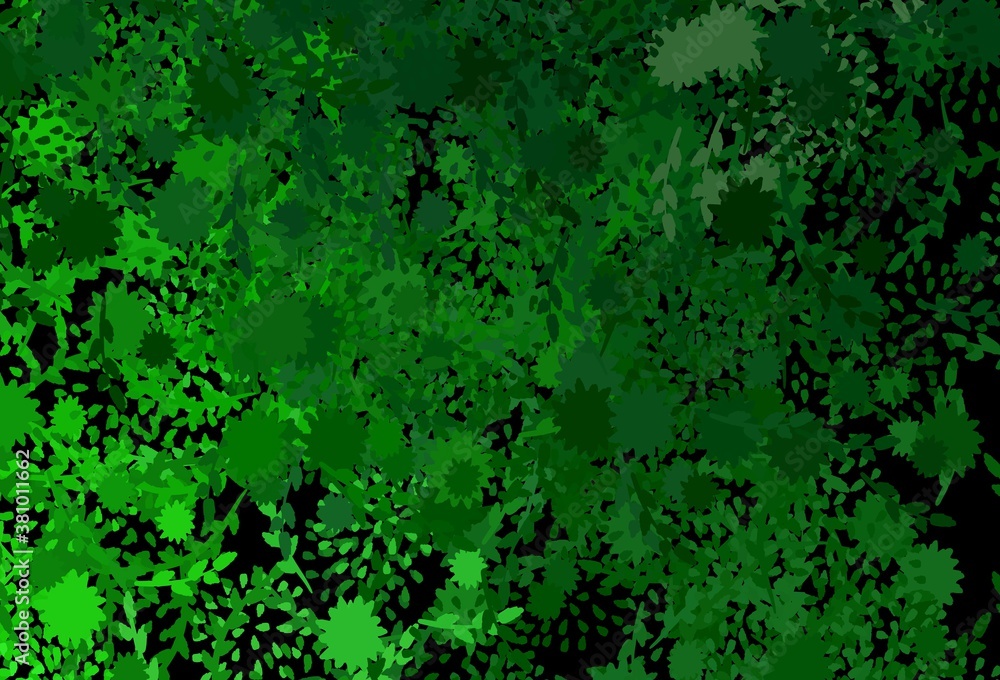 Dark Green vector backdrop with memphis shapes.