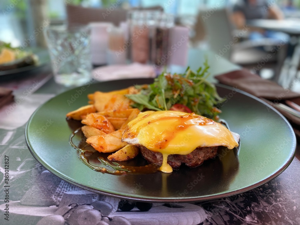 meat steak with cheese and potatoes meat steak with cheese and potatoes