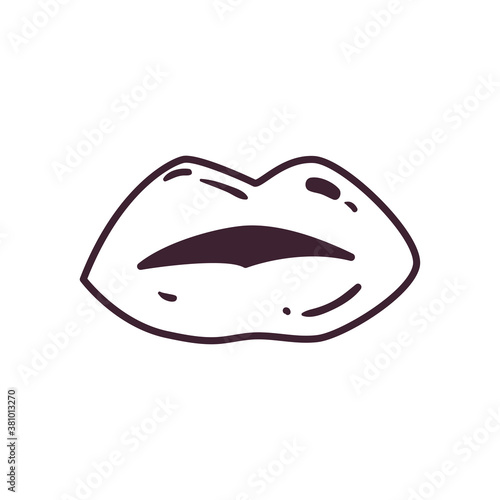 pop art female mouth line style icon vector design