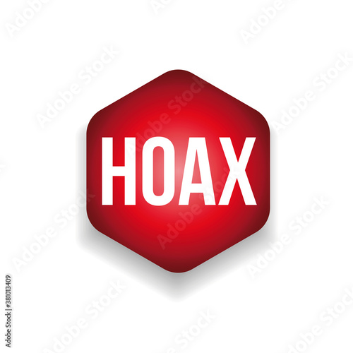 Hoax label red sign vector