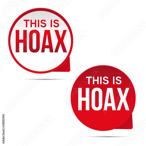 Hoax label red sign vector