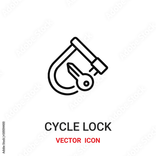 Cycle lock vector icon. Modern, simple flat vector illustration for website or mobile app.Bike lock or bicycle lock symbol, logo illustration. Pixel perfect vector graphics