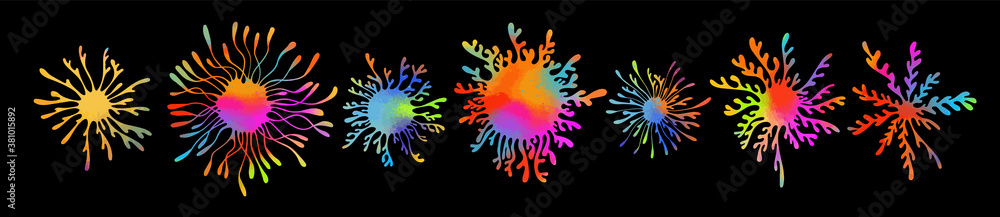 Set of abstract multicolored elements. graphic stylized flower. Vector illustration Set of abstract multicolored elements. graphic stylized flower. Vector illustration