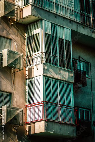 View of the facade of a modern building in the streets of Tel Aviv in Israel 