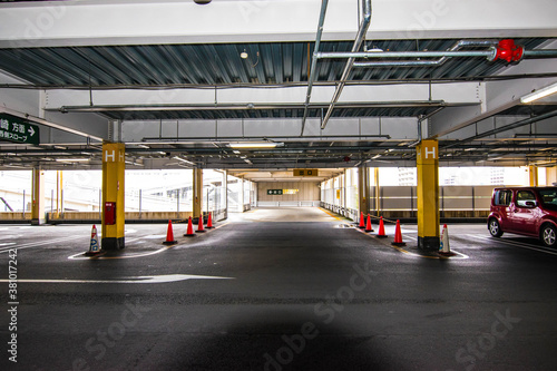 Car exit of a Japanese shopping mall.