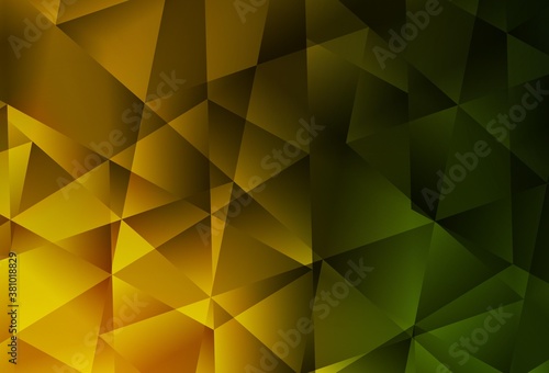 Dark Green, Yellow vector low poly layout.