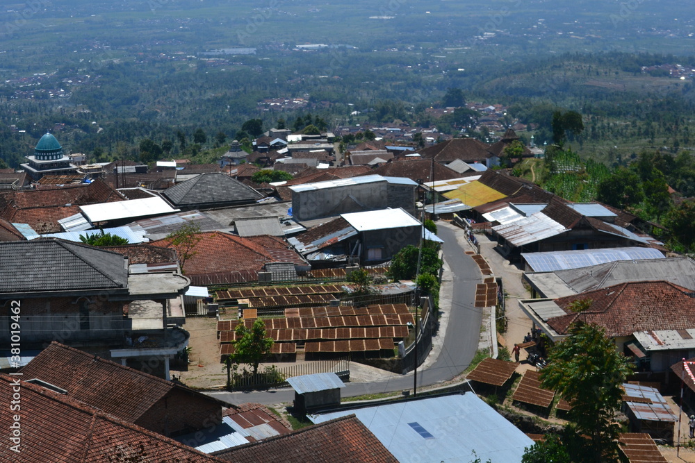 view of Dukuh Seman village in Temanggung district, Central Java, Indonesia from the air