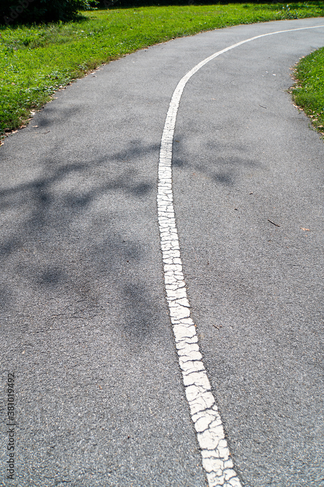 Obraz premium Kleiner Betonweg inmitten von Wiese