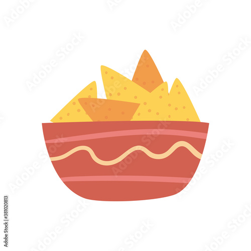 mexican nachos bowl free form style icon vector design