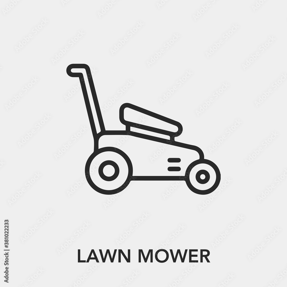 lawn mower icon vector. Linear style sign for mobile concept and web design. lawn mower symbol illustration. Pixel vector graphics - Vector.	