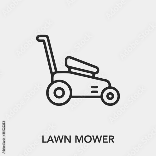 lawn mower icon vector. Linear style sign for mobile concept and web design. lawn mower symbol illustration. Pixel vector graphics - Vector. 