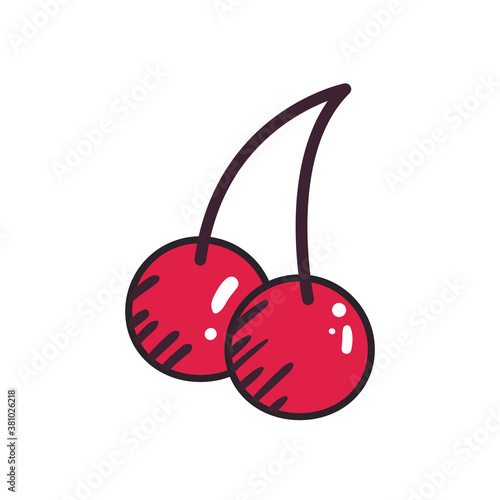 pop art cherry line and fill style icon vector design