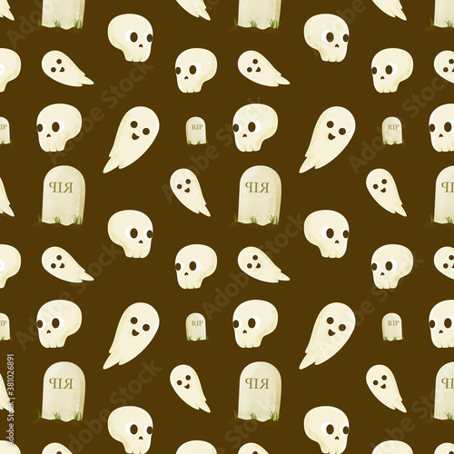 cute halloween stuff seamless pattern