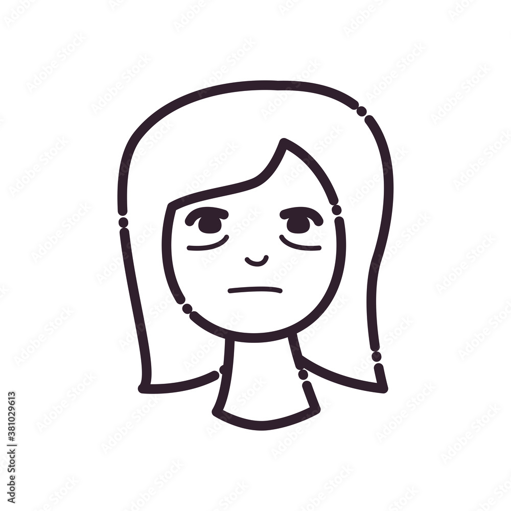 woman cartoon with insomnia line style icon vector design