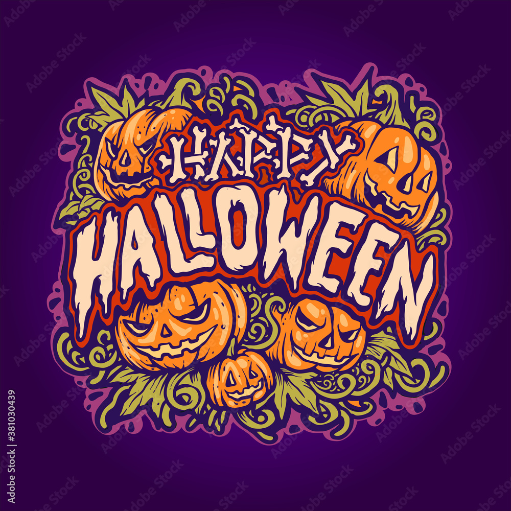 Happy Halloween Jack o’ lantern Background Illustrations for poster publications and merchandise clothing line