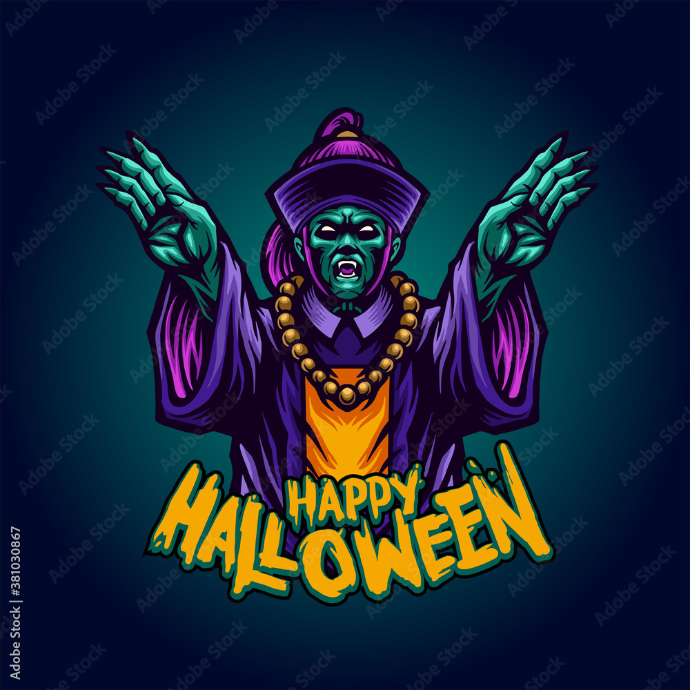 Illustrations Zombie Vampire witchcraft Happy Halloween for your work merchandise and poster publications