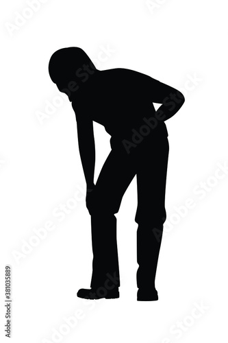 Stomachache man silhouette vector