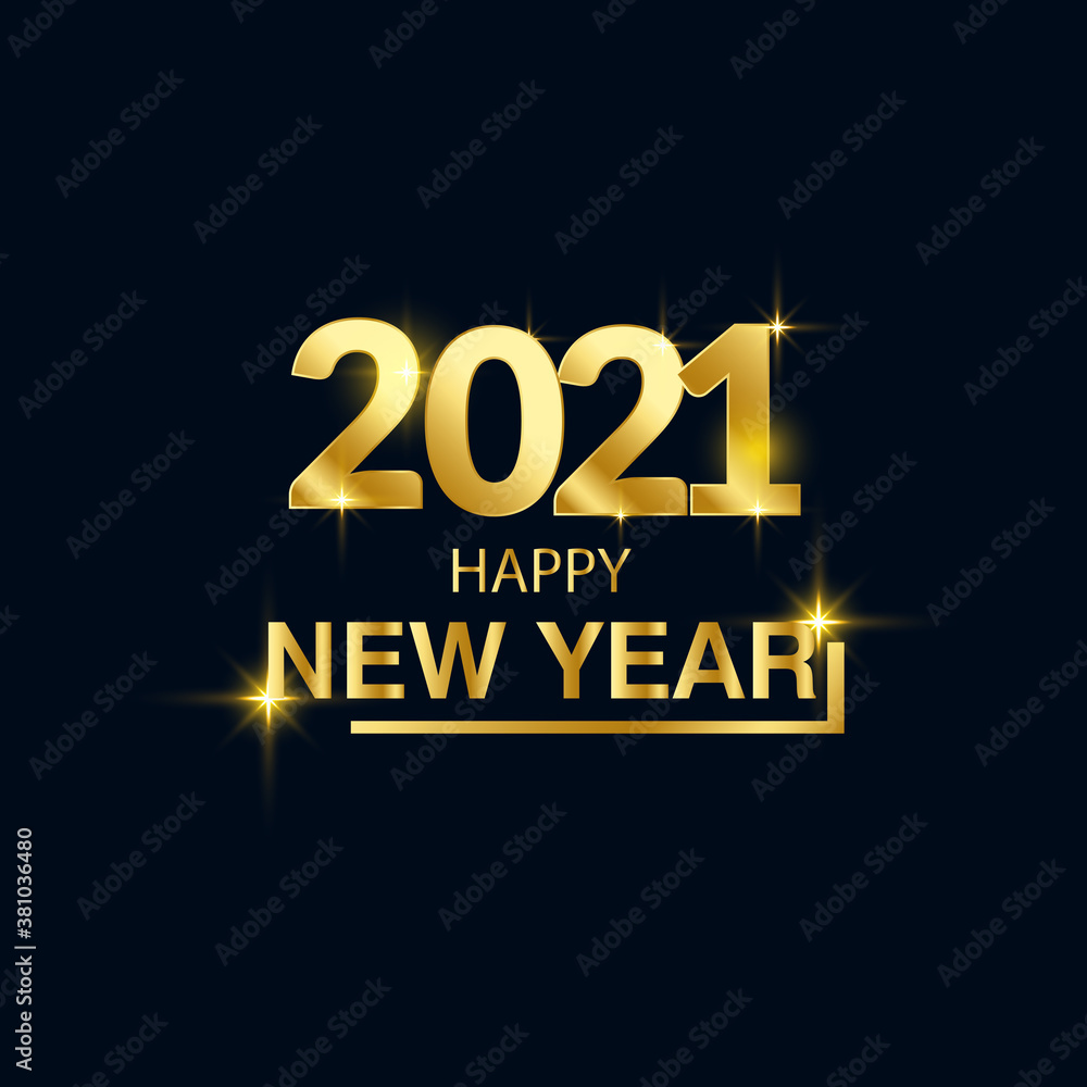 Luxury 2021 Happy New Year elegant design - vector illustration of golden 2021 logo numbers on black background - perfect typography for 2021 save the date luxury designs and new year celebration invi