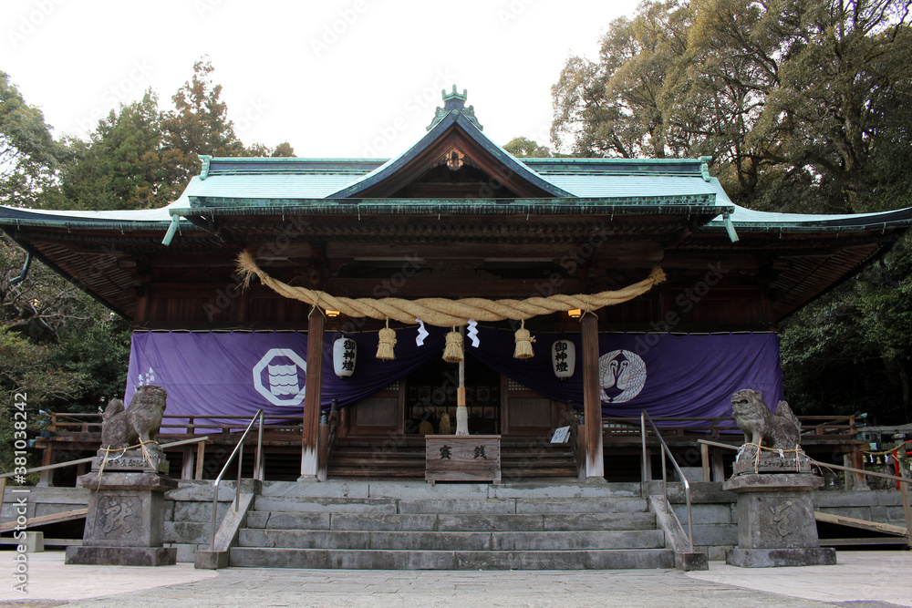 Main temple of Honoohonome Jinja Shrine in Beppu Main temple of Honoohonome Jinja Shrine in Beppu