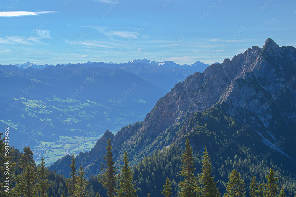 View from Rofan Mountains in Tyrol, Austria