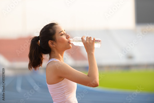 Young Asian woman drink water