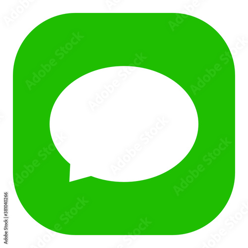 Green Message app icon. communication symbol