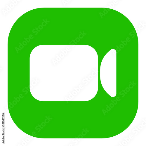 Green Video chat app icon. communication symbol