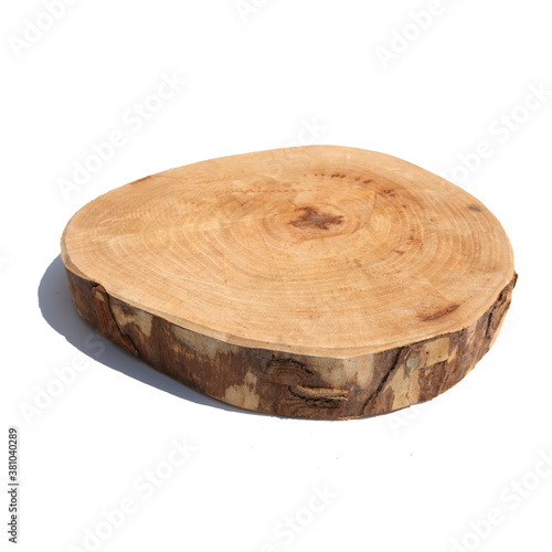 A piece of wood on a white background