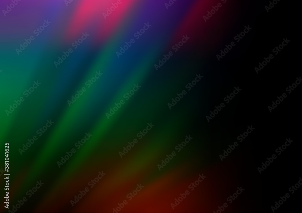 Dark Multicolor, Rainbow vector backdrop with long lines. Lines on blurred abstract background with gradient. Best design for your ad, poster, banner.