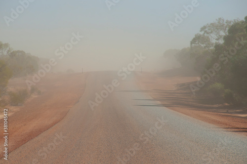 Dust Storm in a Remote Road