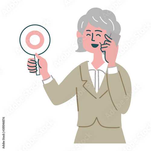 Wallpaper Mural スーツ　女性　シニア　携帯電話　スマホ　士業 マル
 Torontodigital.ca