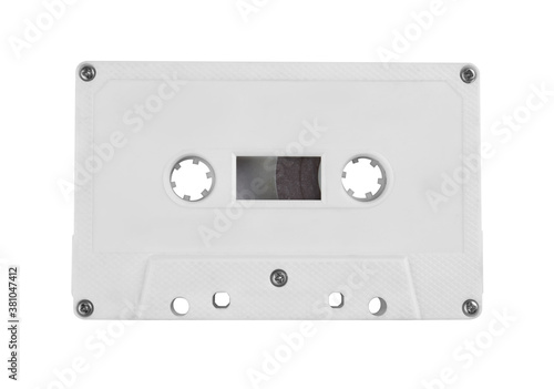White cassette tape isolated on a white background with clipping path