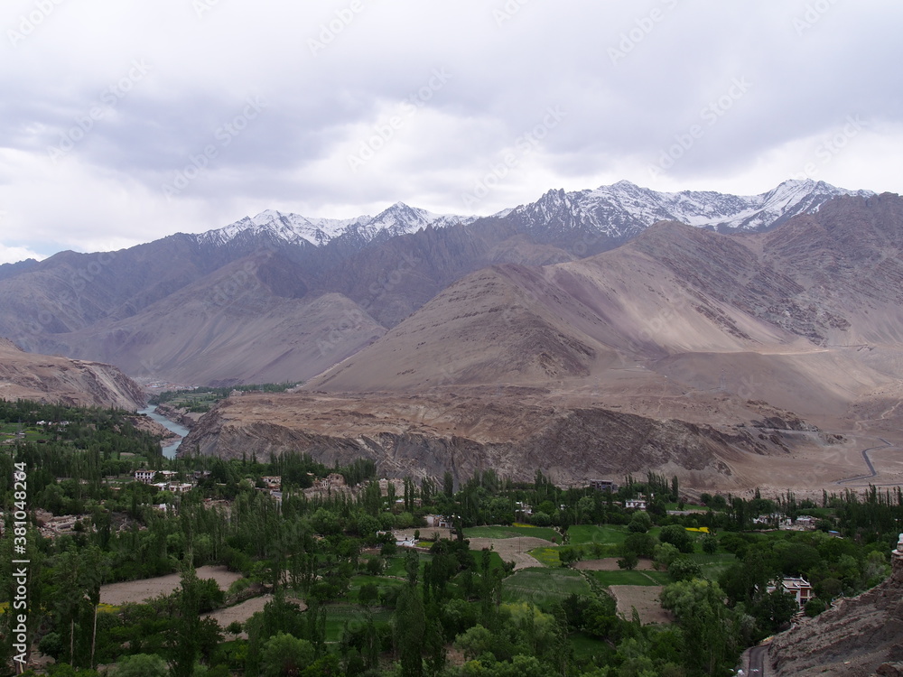 A beautiful view of nature from outside a small cave, Saspol, Leh, Ladakh, Jammu and Kashmir, India