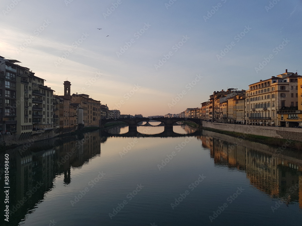 Ponte Vecchio in Florence, Italy. Bridge over Arno river. Florence architecture.