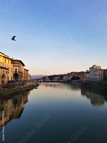 Ponte Vecchio in Florence, Italy. Bridge over Arno river. Florence architecture.