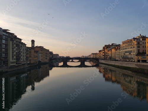 Ponte Vecchio in Florence, Italy. Bridge over Arno river. Florence architecture. © Lucho
