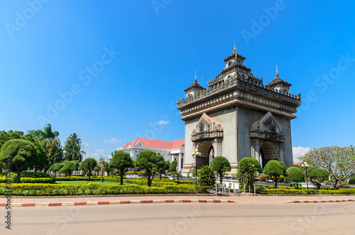 Patuxay, The Victory Gate is a war monument in the centre of VIENTIANE ,LAOS PDR. The most famous landmark of LAOS. Layout for magazine, ads.