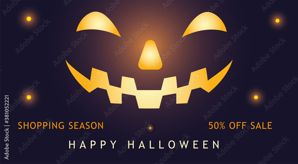 happy halloween shopping season with pumpkin cartoon vector design