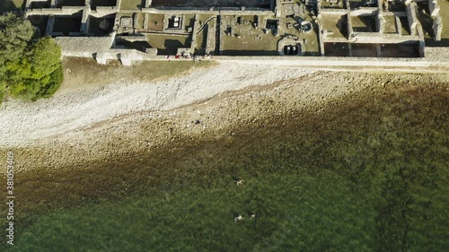 Aerial view of the Byzant Kastrum ruins on Brijuni National Park, Croatia photo