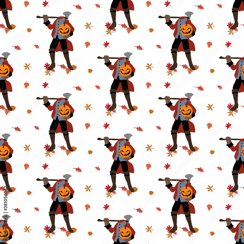 Evil pumpkin halloween party costume seamless pattern