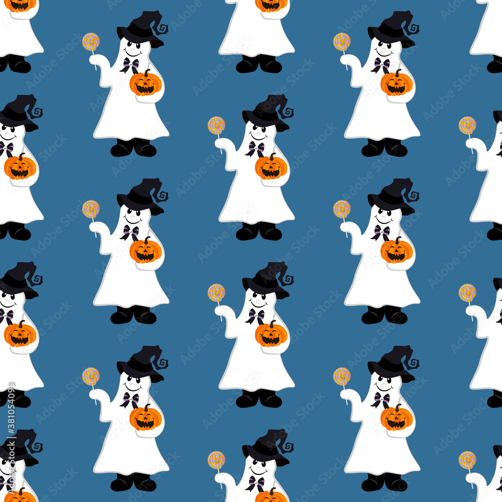 Cute ghost halloween party costume seamless pattern