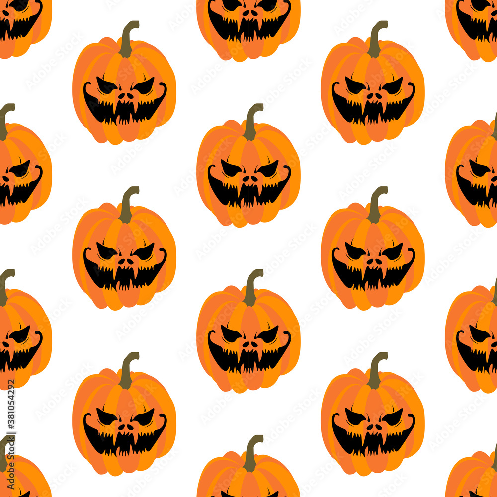 Halloween spooky face orange pumpkin seamless pattern Halloween spooky face orange pumpkin seamless pattern