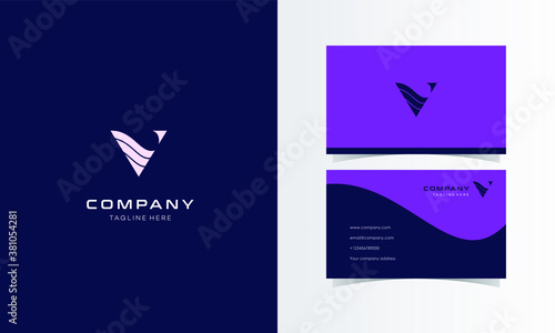 V Fashion Minimalist Logo with business card Design