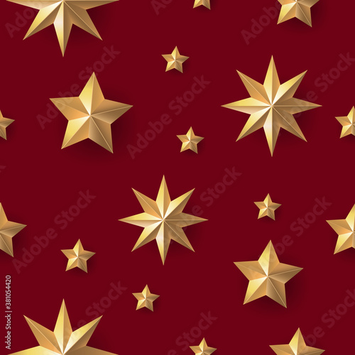 Merry Christmas and happy new year with gold stars seamless pattern. Holiday seamless pattern vector. 